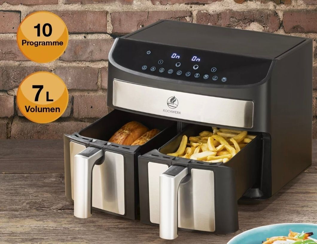 Frytownica frytkownica beztłuczowa airfryer dwukomorowa 2x3.5 L