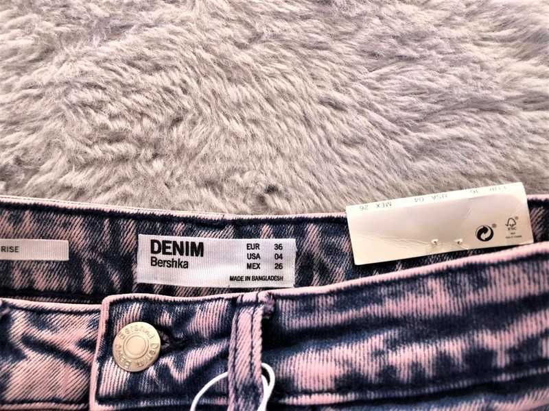 Krótka fioletowa jeansowa spódniczka z wysokim stanem 36 S Bershka