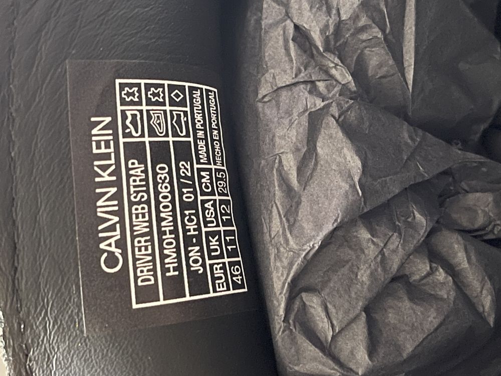 Oryginalne półbuty Mokasyny Męskie czarne CK Calvin Klein skórzane 46