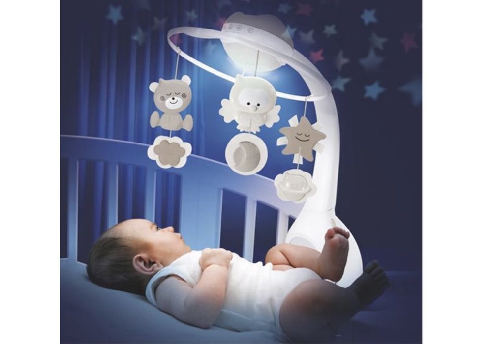 Музыкальный мобиль на кроватку Infantino 3 в 1, с проектором, серый