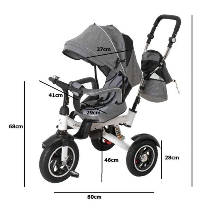 ROWEREK Trójkołowy Dziecięcy TRIKE FIX Spacerówka WÓZEK z Prowadnikiem