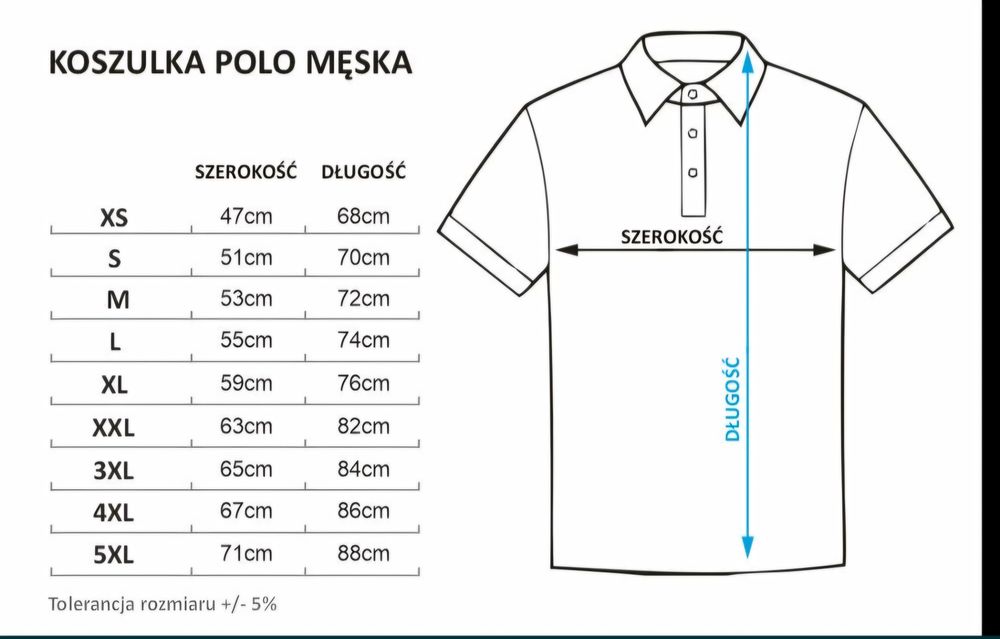 męska POLO NOWA 9 Rozmiarów 2 kolory do wyboru: biały lub czarny
