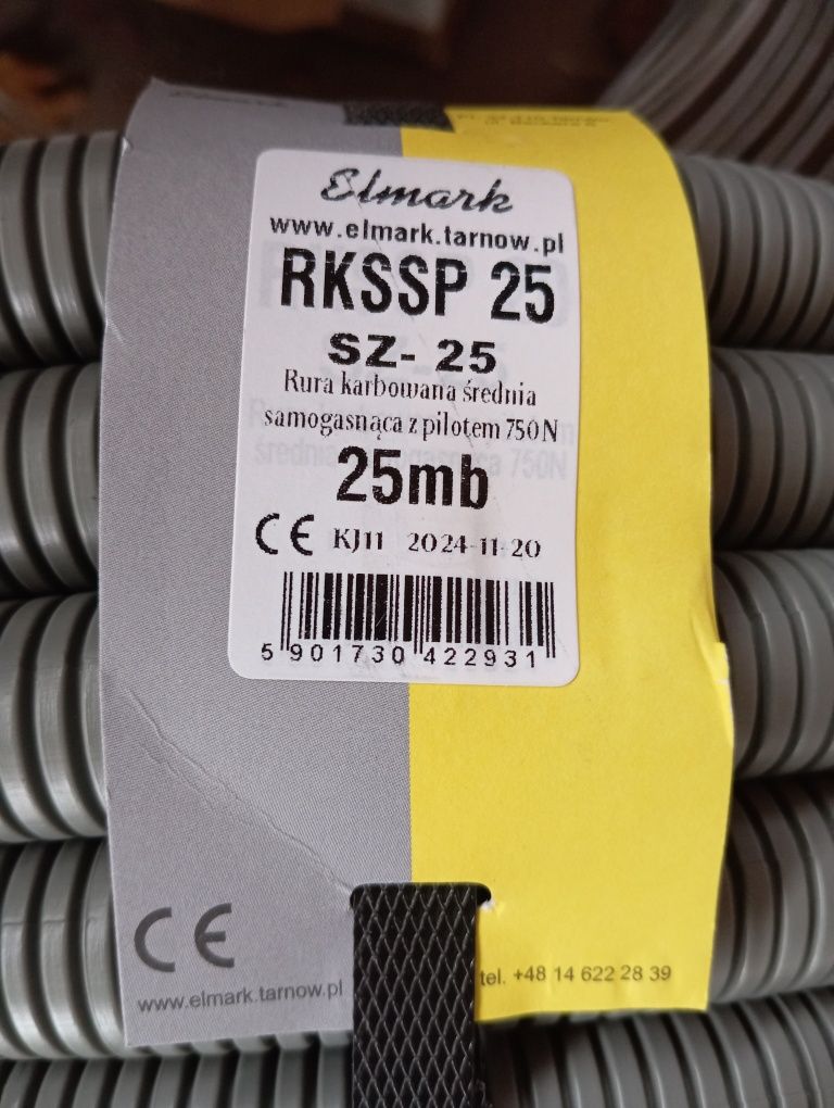 Peszel rura karbowana 25 mm 750 N utwardzana krążek 25 mb