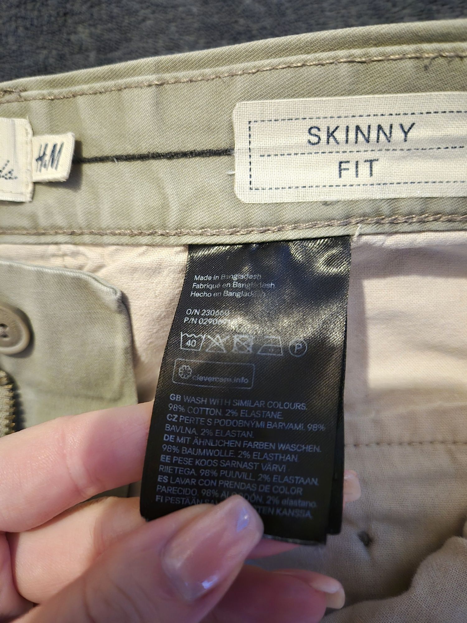 Spodnie męskie beżowe khaki H&M 98% bawełna