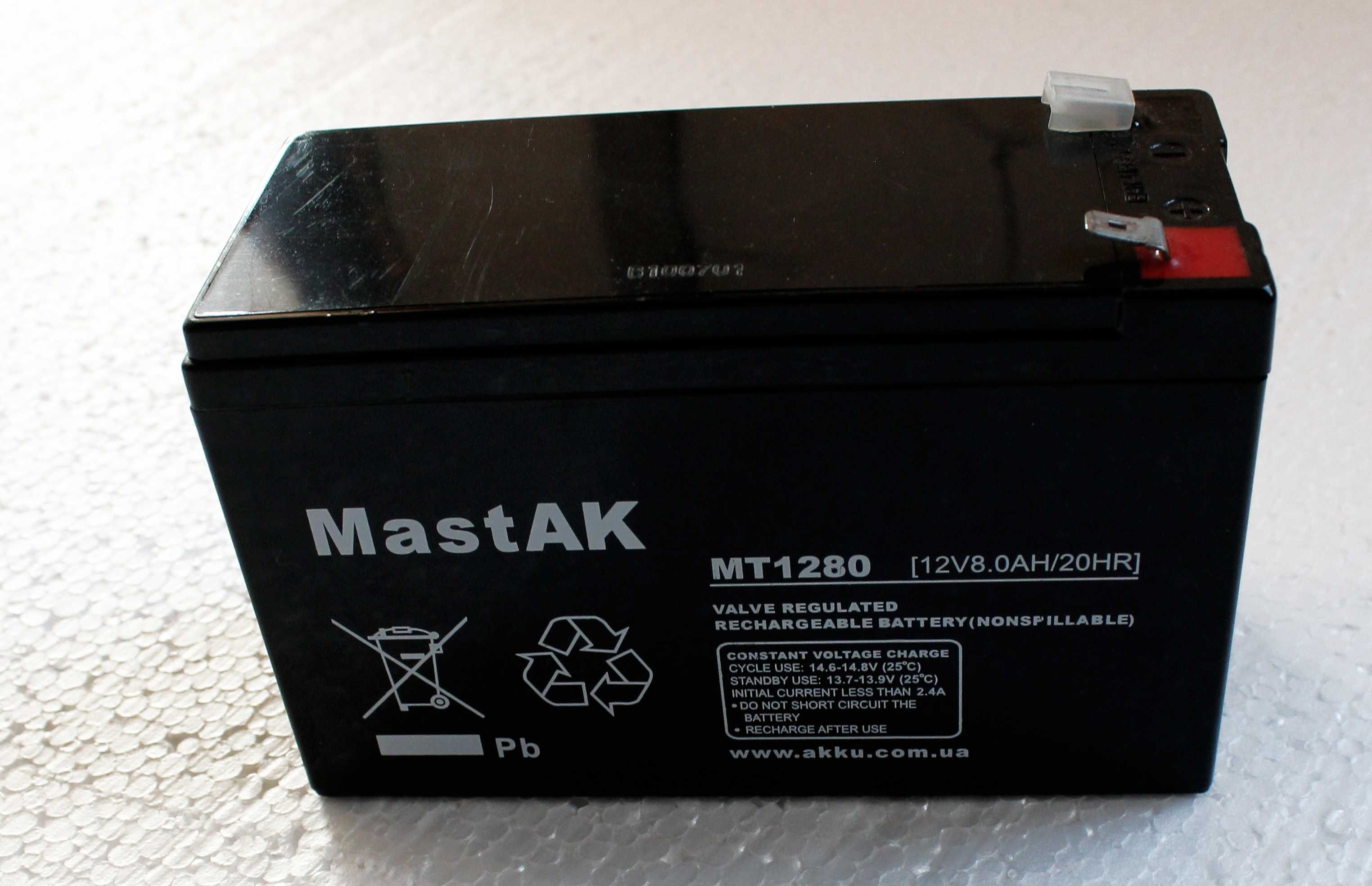 Аккумулятор AGM мульти-гелевый mastak, mt1280, 12 v 8.0 AH