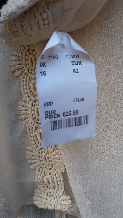 Sukienka tunika z długim rękawem firmy Darling 42 XL kremowa hafty