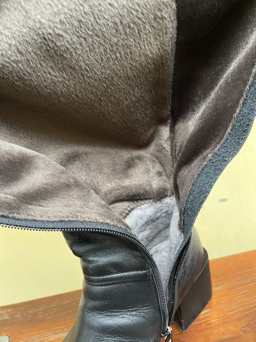 Зимові шкіряні сапожки, чорні, 39 розмір