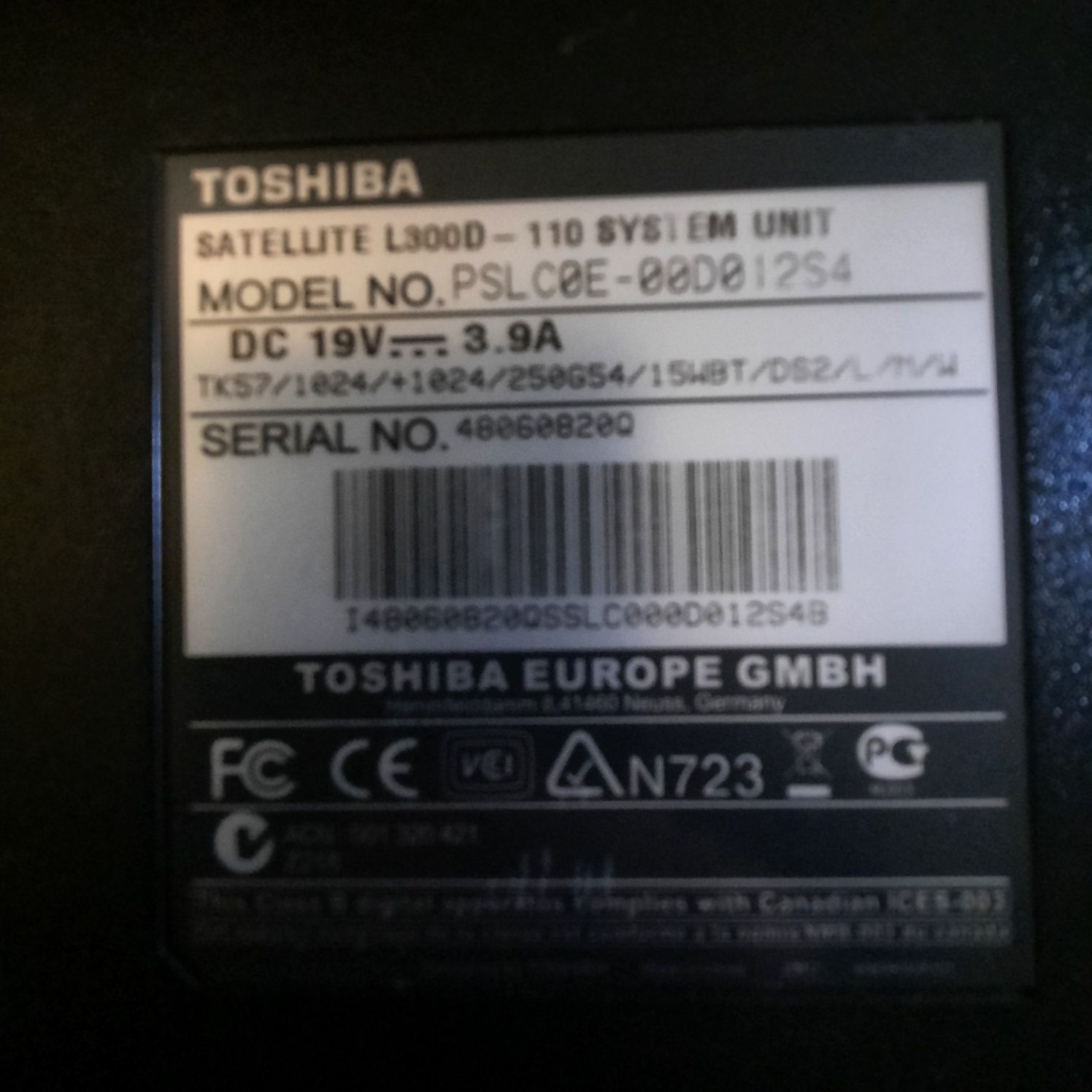 Toshiba l300 para peças