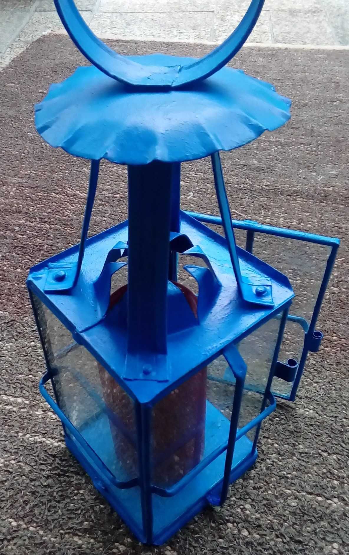 Lampião metal azul