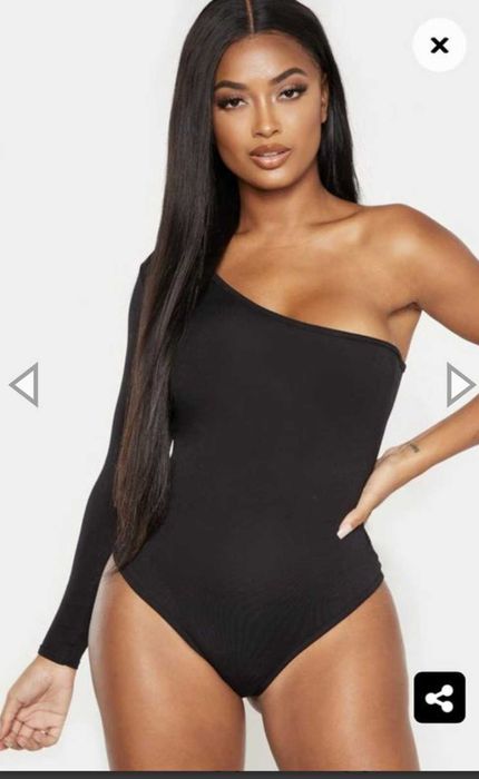 Жіноче чорне боді на одне плече