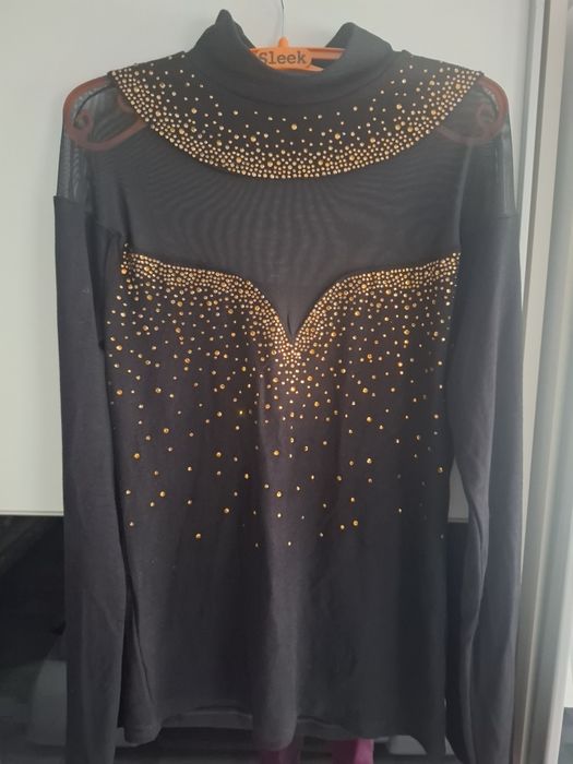 Bluzka cyrkonie złote