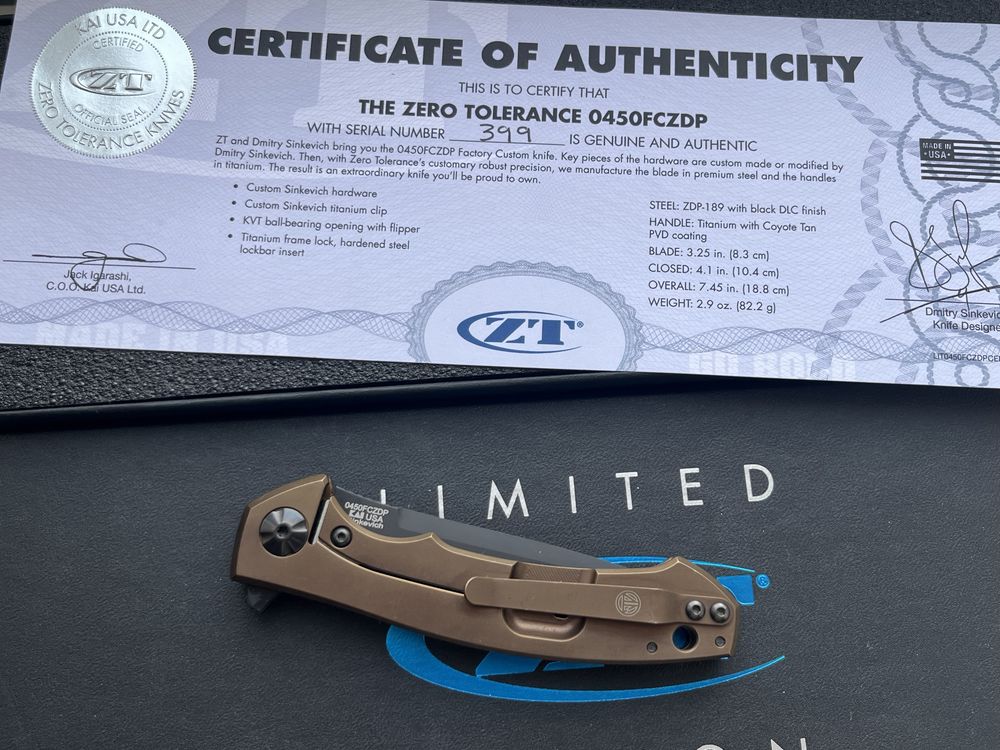 Нож складной Zero Tolerance 0450FC Limited Edition