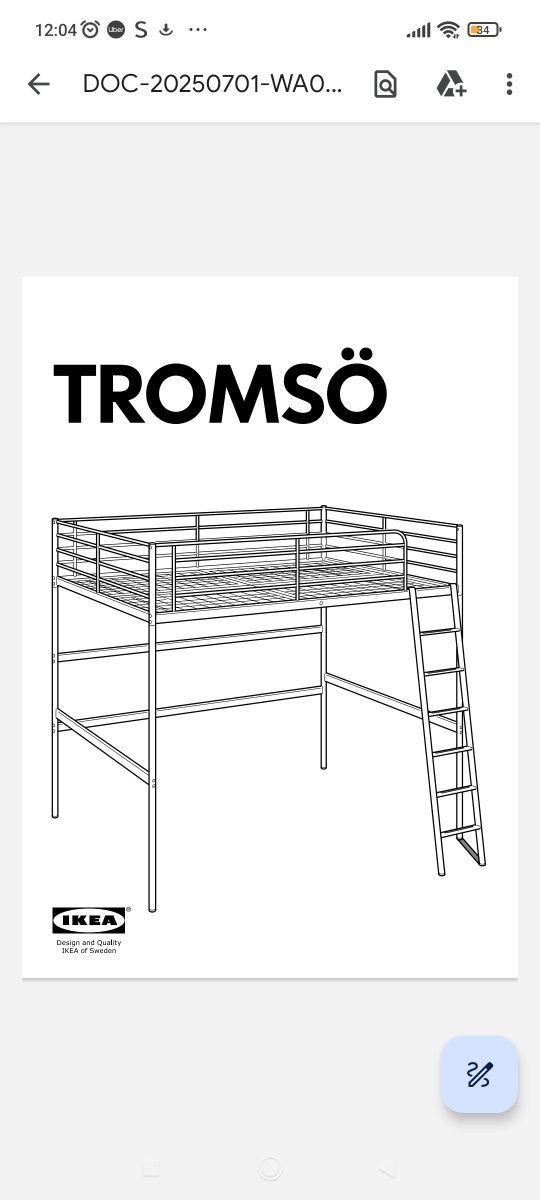 Cama alta Tromsö IKEA solteiro