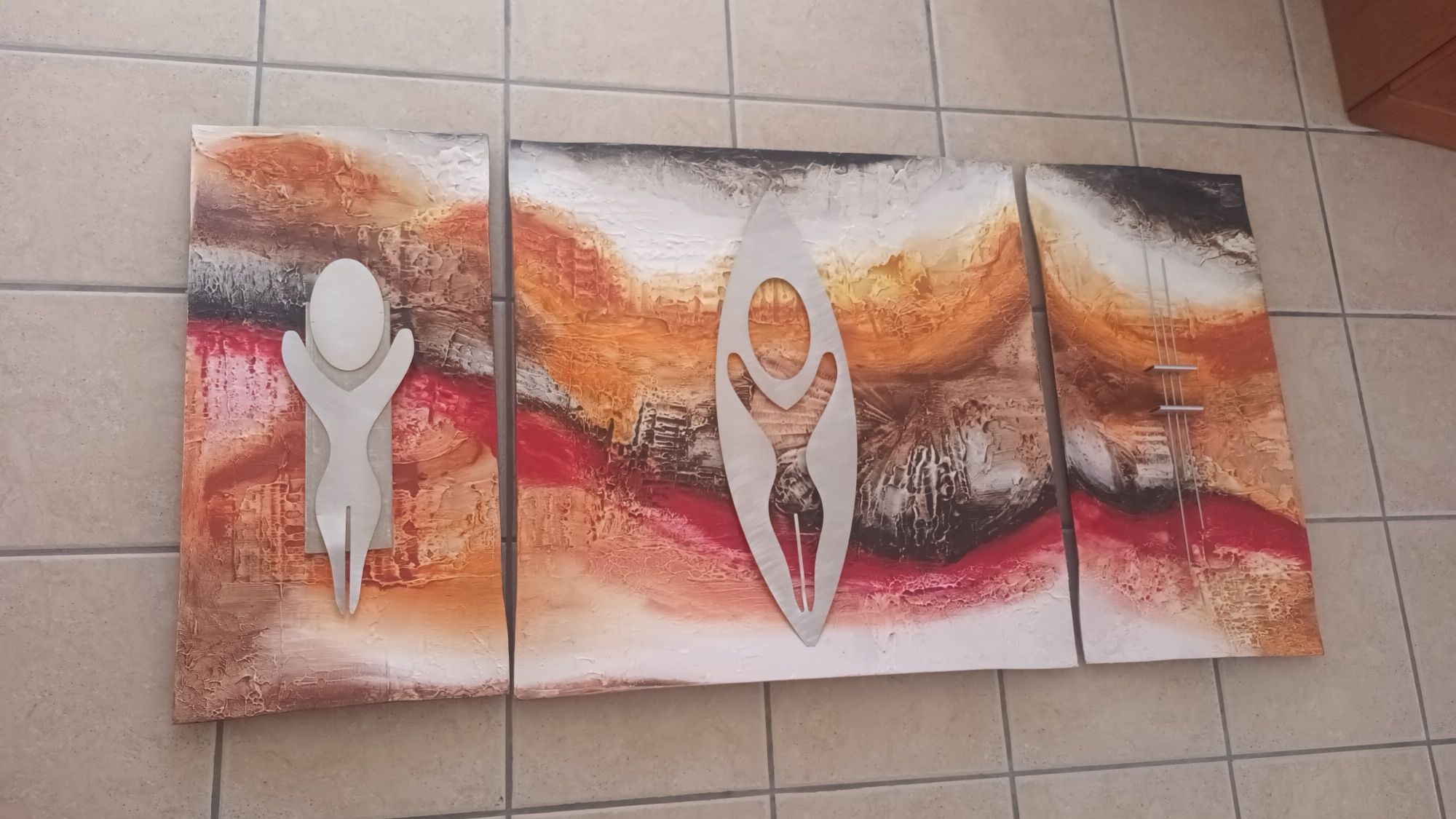 3 telas pintadas à mão