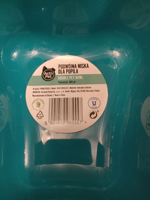 Miska dla pupila psa kota podwójna ActivPet. Antypoślizgowa.
