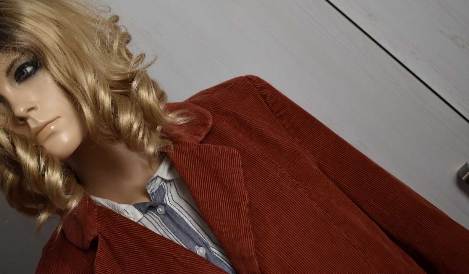 Marynarka 40 L żakiet blazer sztruksowa elegancka biurowa slim bawełna