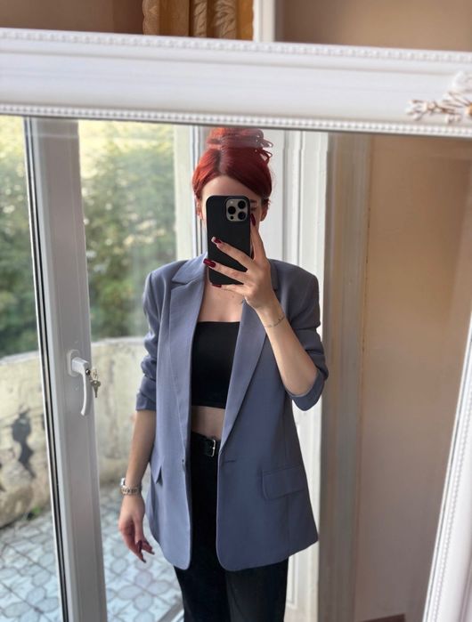 Піджак оверсайз в блакитному кольорі