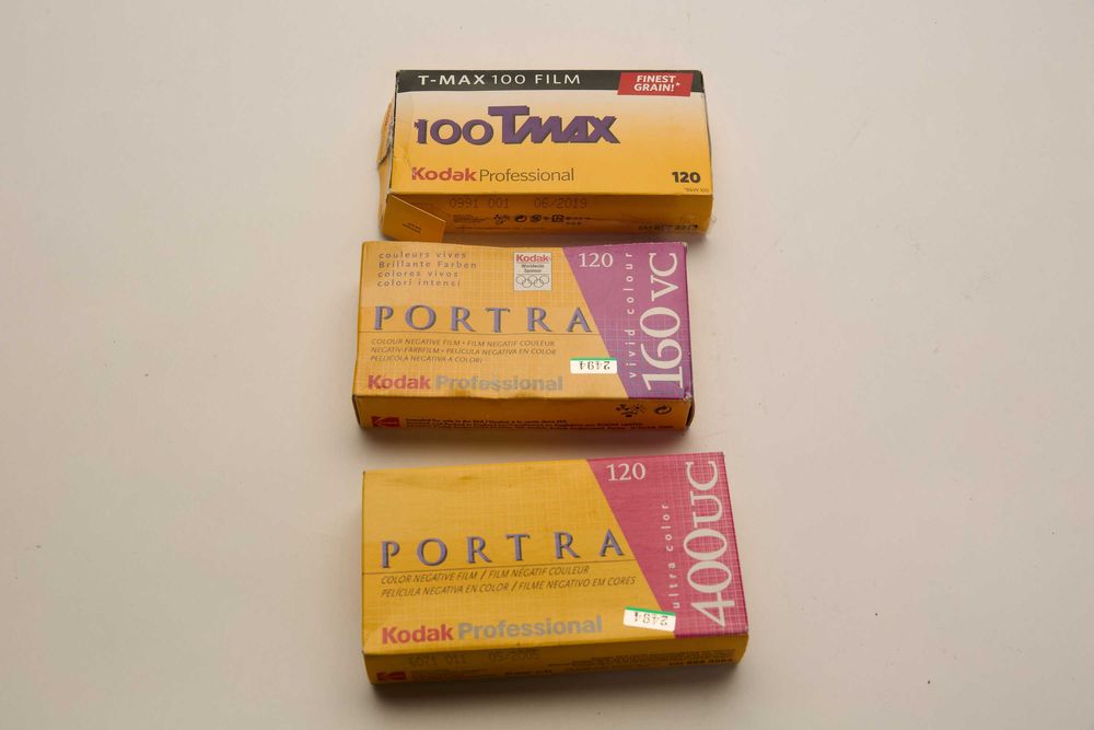 Filmy Kodak 120 kolor średni format stare Portra Tmax