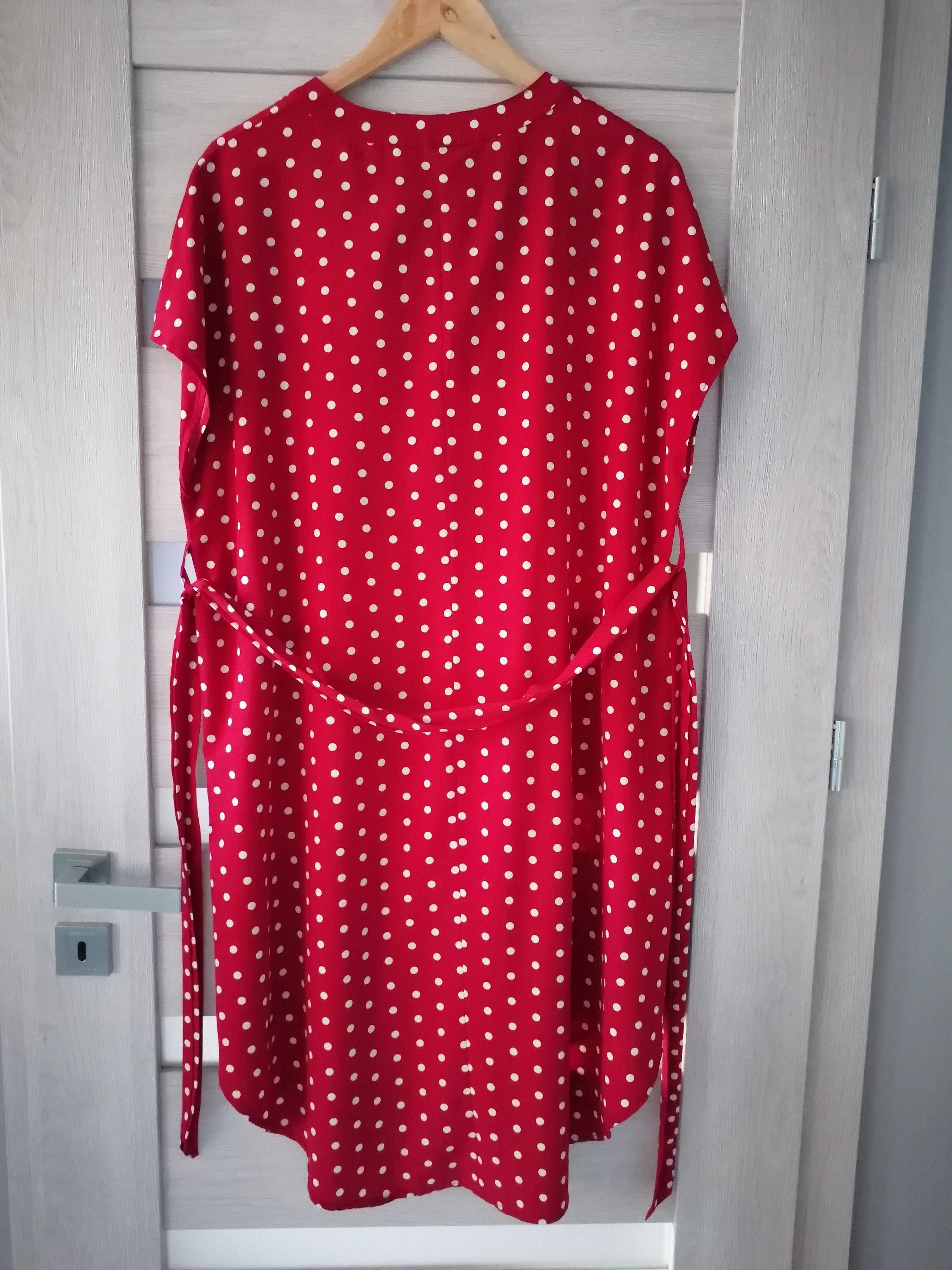 Sukienka czerwona kropki XXL 44 46