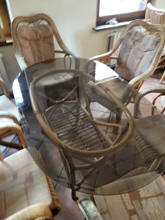 Zestaw ratanowy stół + 6 foteli do ogrodu, na taras