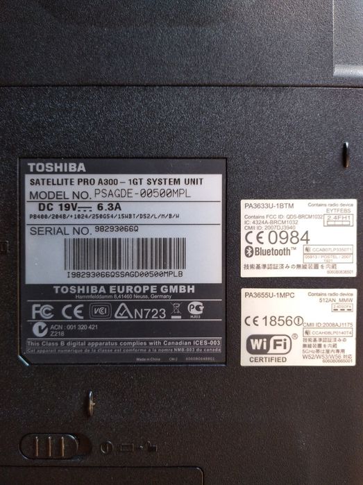 Laptop Toshiba pro A300