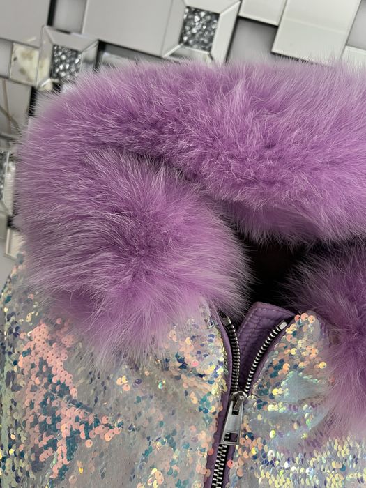 Cekinowa kurtka flo clo liliowy lis