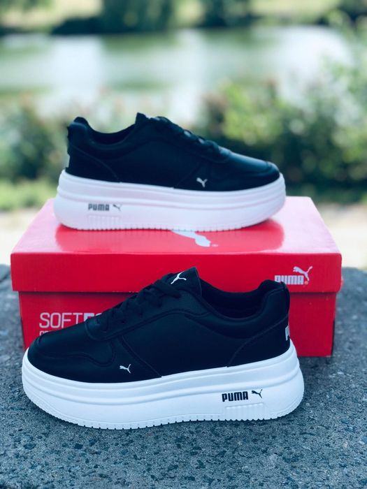 Женские кроссовки Puma Черные кожаные кроссовки Пума кросівки пума