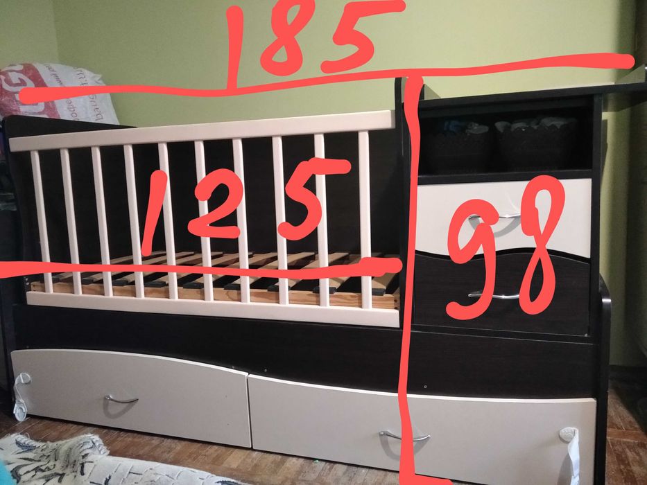 Дитяче ліжко 5 в 1 лівко трансформер