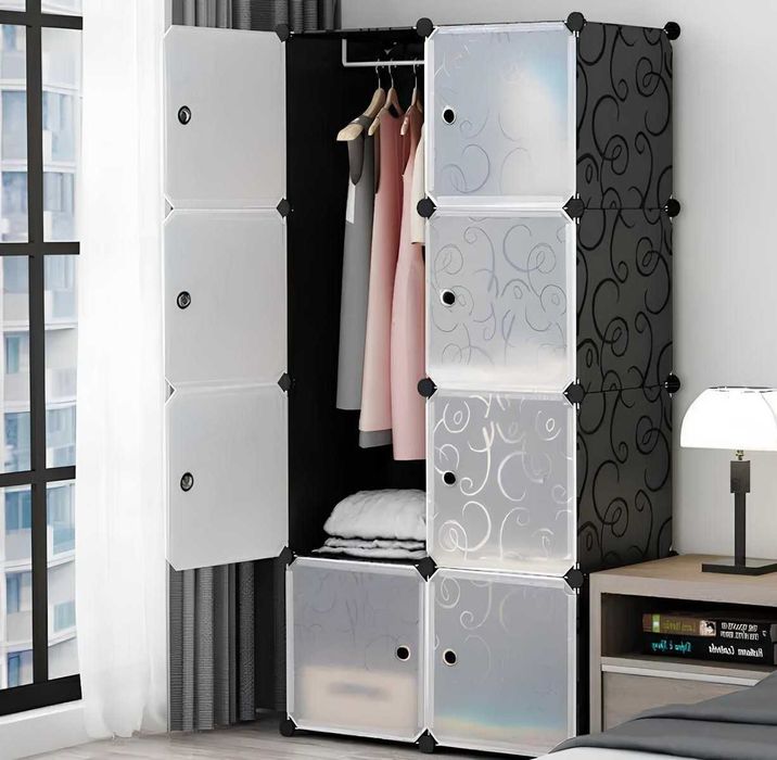 Містка розбірна тканинна шафа органайзер для одягу на 4 секції шкаф