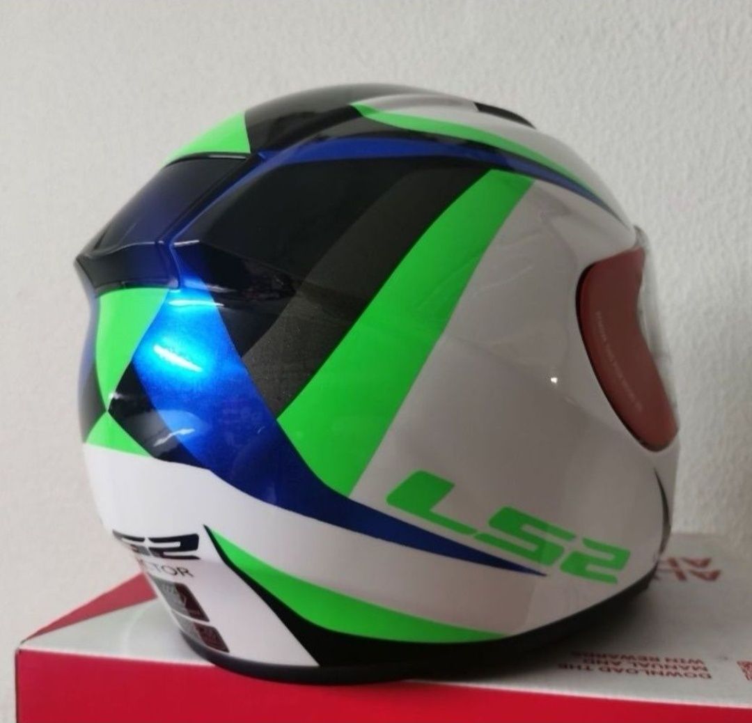 Capacete LS2 FF397 Vector White / Green Gloss ( M )( NOVO )