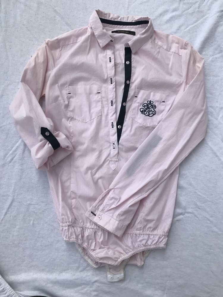 koszula biało różowa z body w drobne paski reserved 34