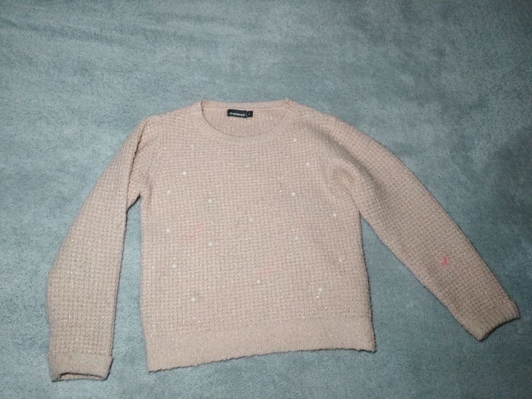 Różowy pudrowy sweterek dziewczecy 116-122 in extenso