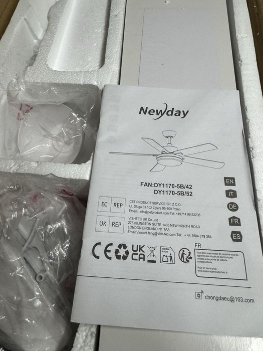 Nowoczesny wentylator sufitowy z oświetleniem led 132 cm biały z pilot