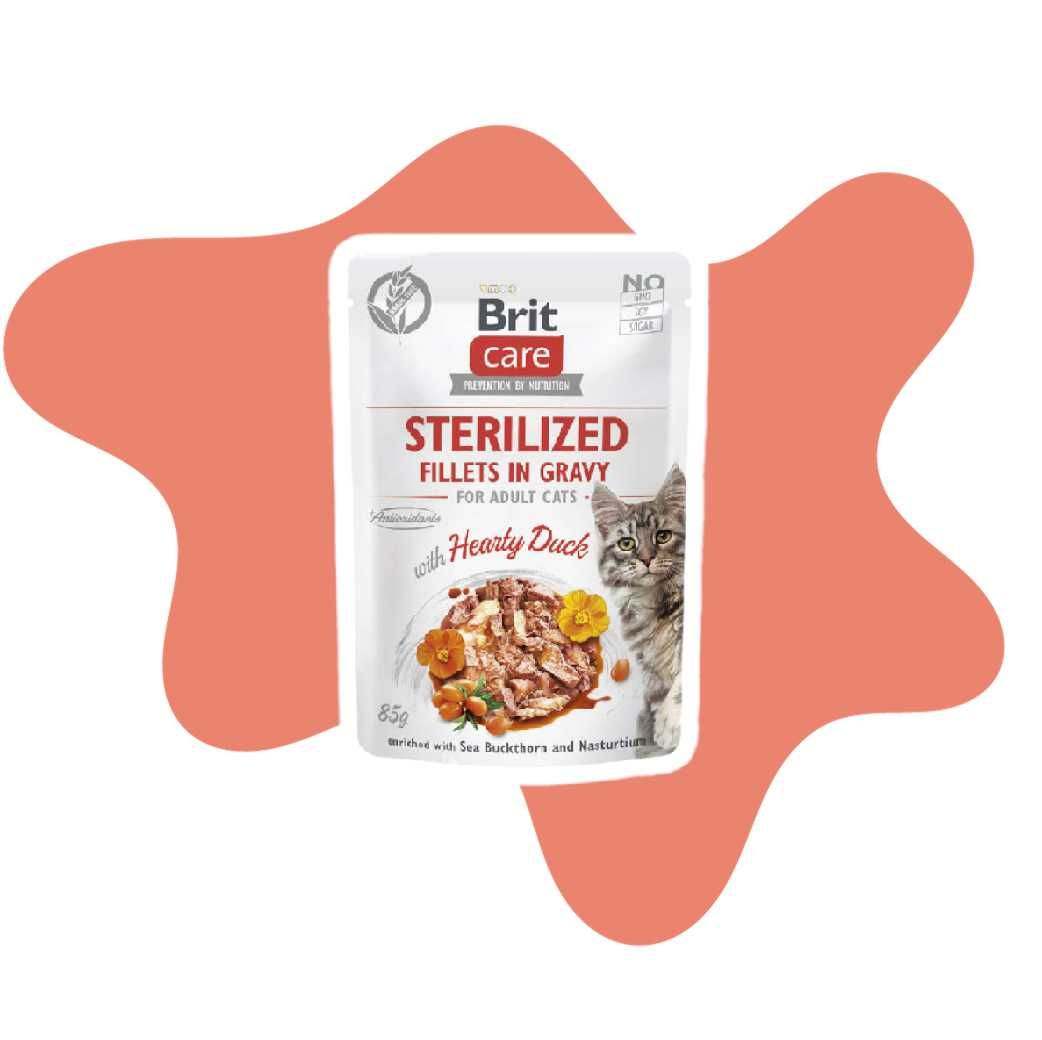Brit Care Cat Sterilised in Gravy Kaczka w sosie 10x85g Hipoalergiczna