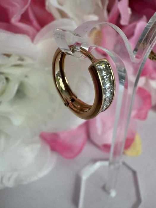 Kolczyki koła cyrkonia platerowane złotem 18k ze stali k946