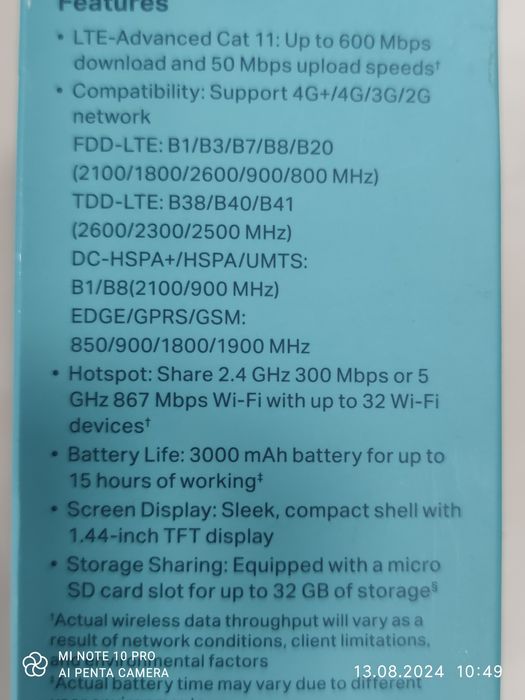 4G LTE wi-fi роутер TP-LINK M7450 300 mb cat6 lte подарок безл