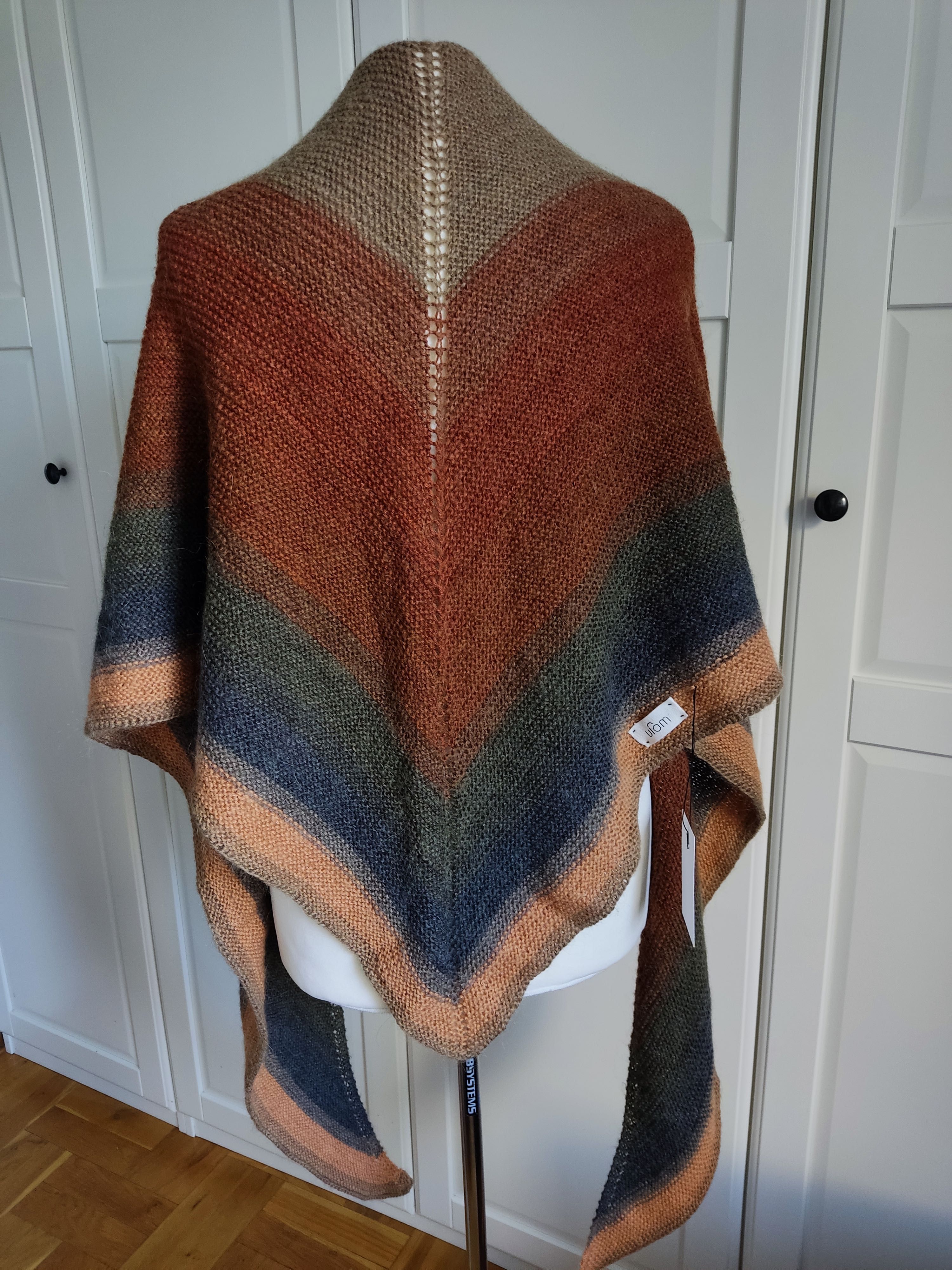 Nowa wełniana duża chusta na drutach Etna handmade by ufam rękodzieło