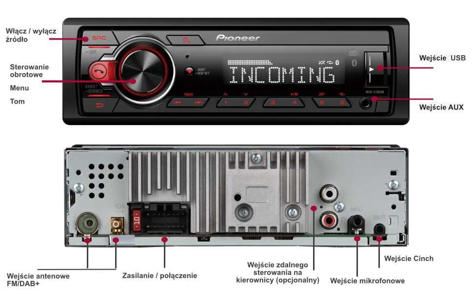 Radio Samochodowe Pioneer MVH-330DAB MP3 USB AUX 4x50W