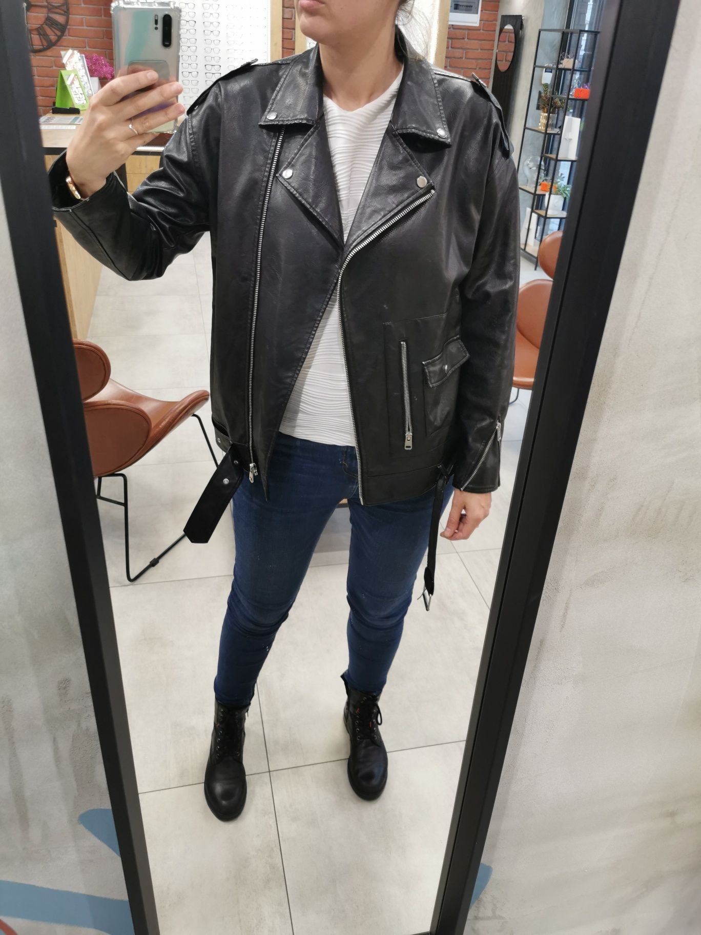 Kurtka ekoskóra ramoneska Czarny missguided tall  40 L