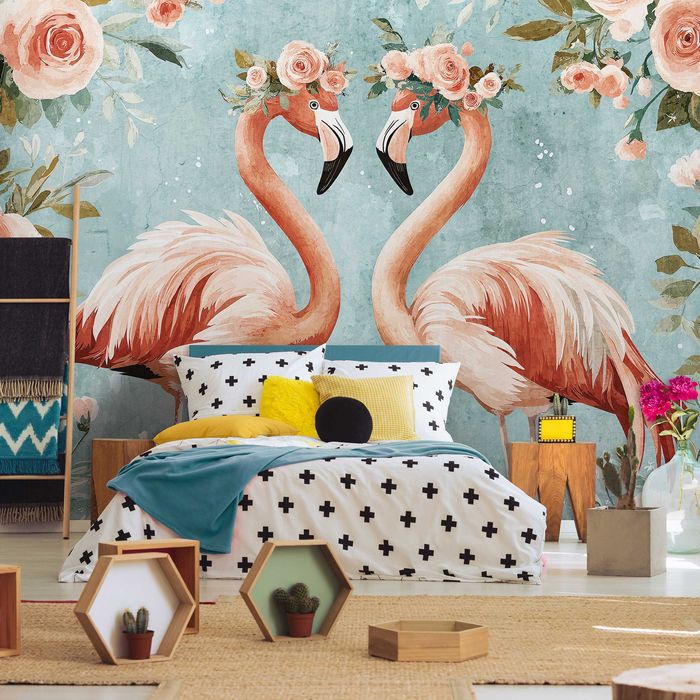 Fototapeta Flamingi Ptaki Natura Widok Do Pokoju Sypialni 3D + KLEJ