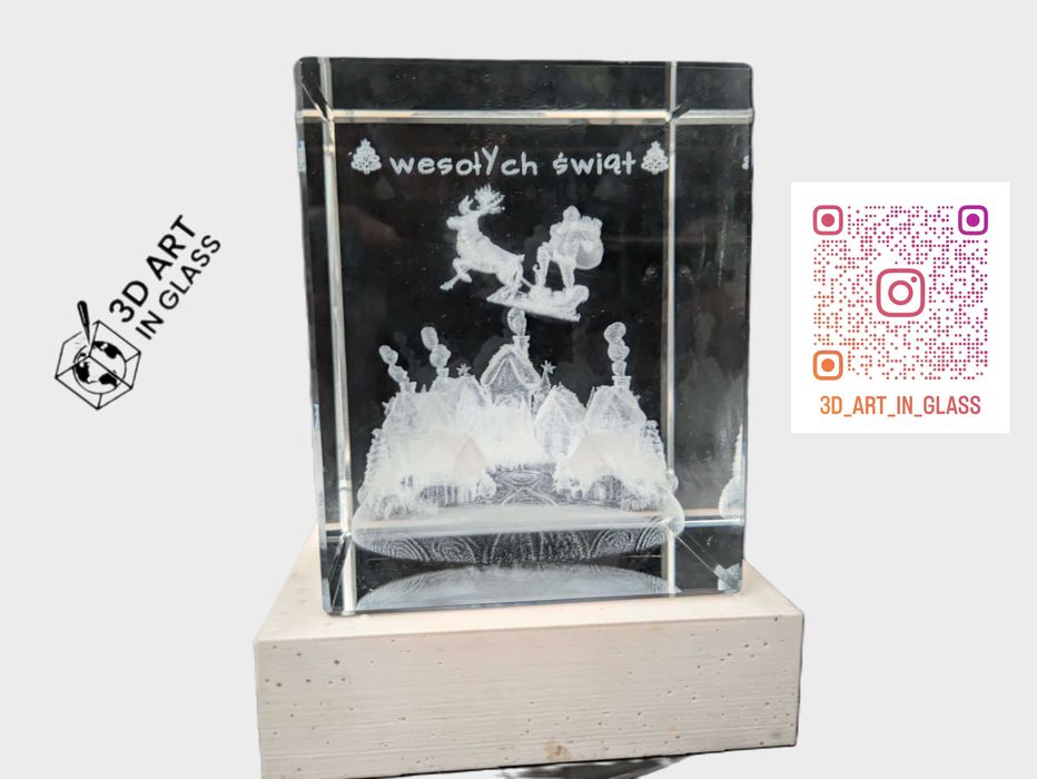 Świąteczny Mikołaj 3d w szkle