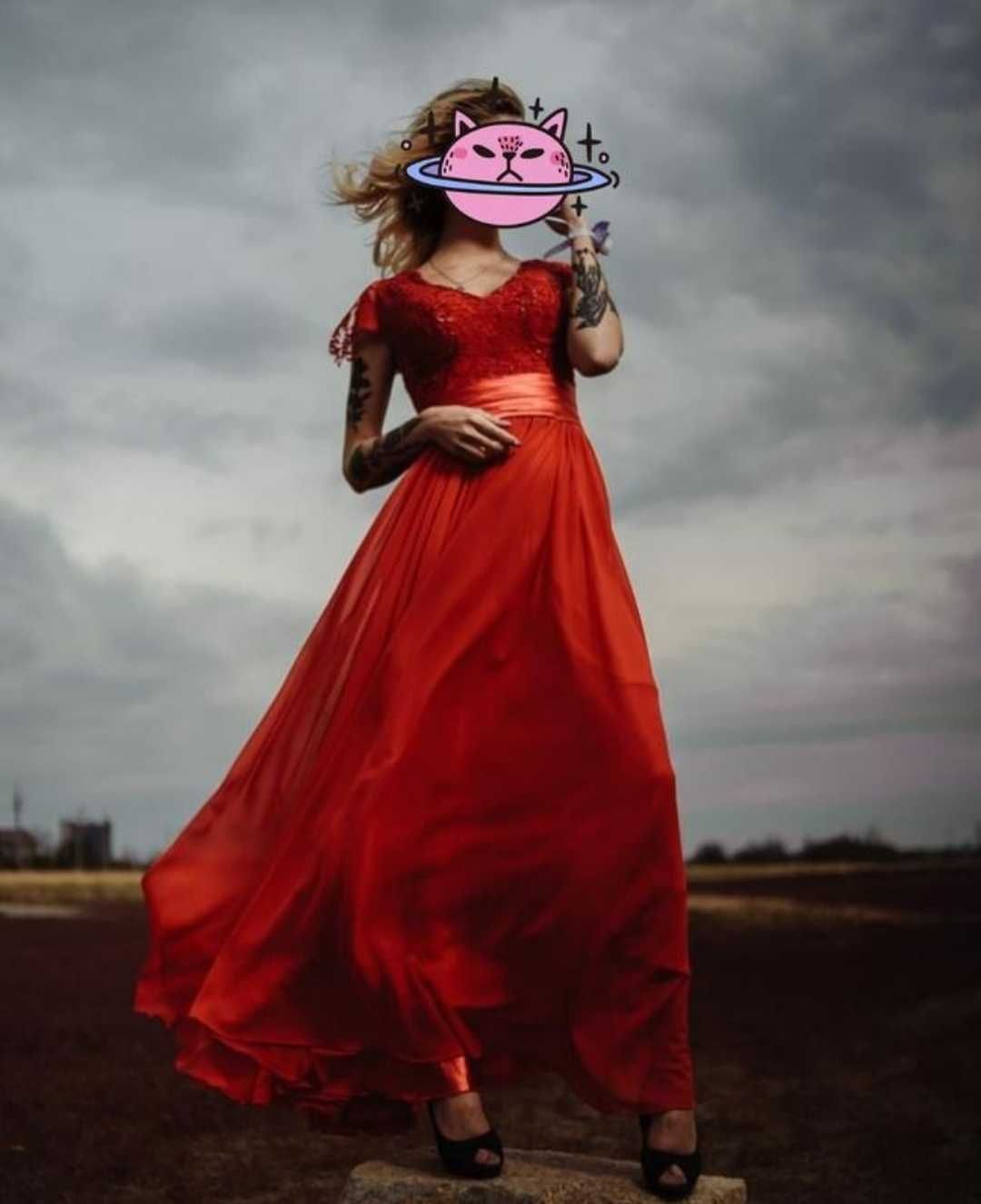 розкішне червоне випускне плаття, довга сукня