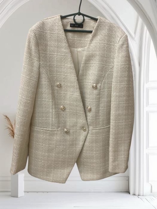 Твідовий молочний піджак F&F • блейзер айворі • розмір М