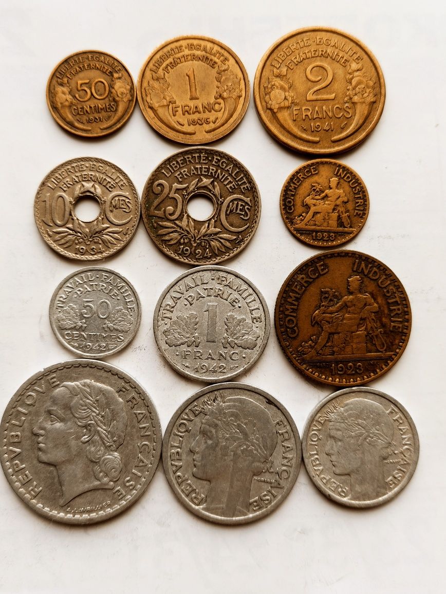 Франция,Старинные монеты12 шт.,Оригинал