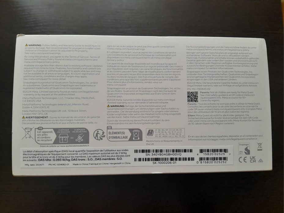 Окуляри віртуальної реальності Meta Quest 3S 128GB