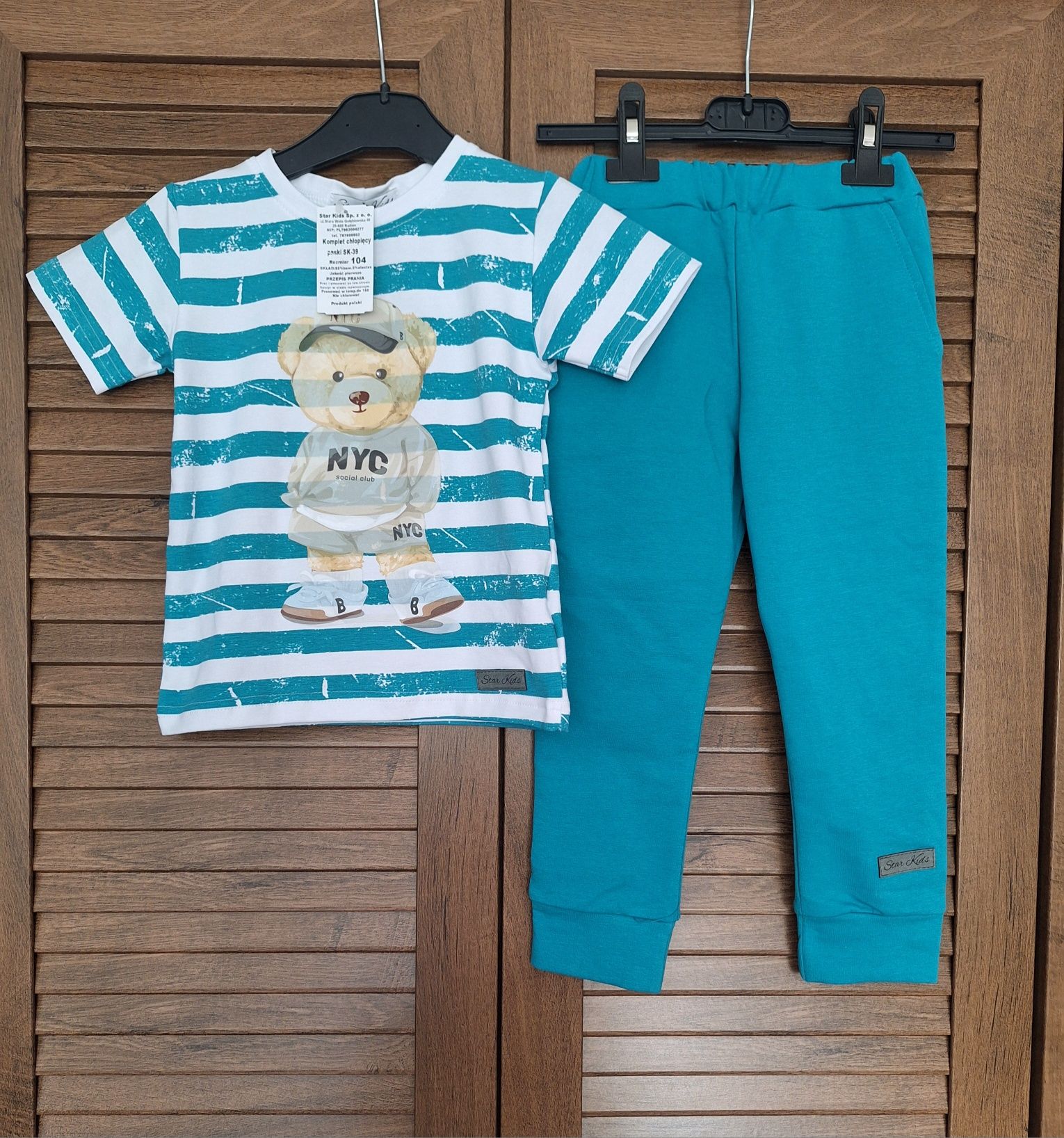 Komplet gamex star kids miś paski koszulka plus spodnie r 104