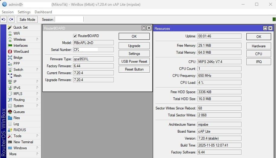 Точка доступу Mikrotik cAP light.