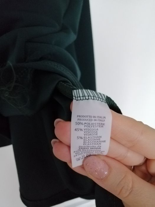 Sukienka zielona z paskiem tiulowe rękawy s m L xl uni