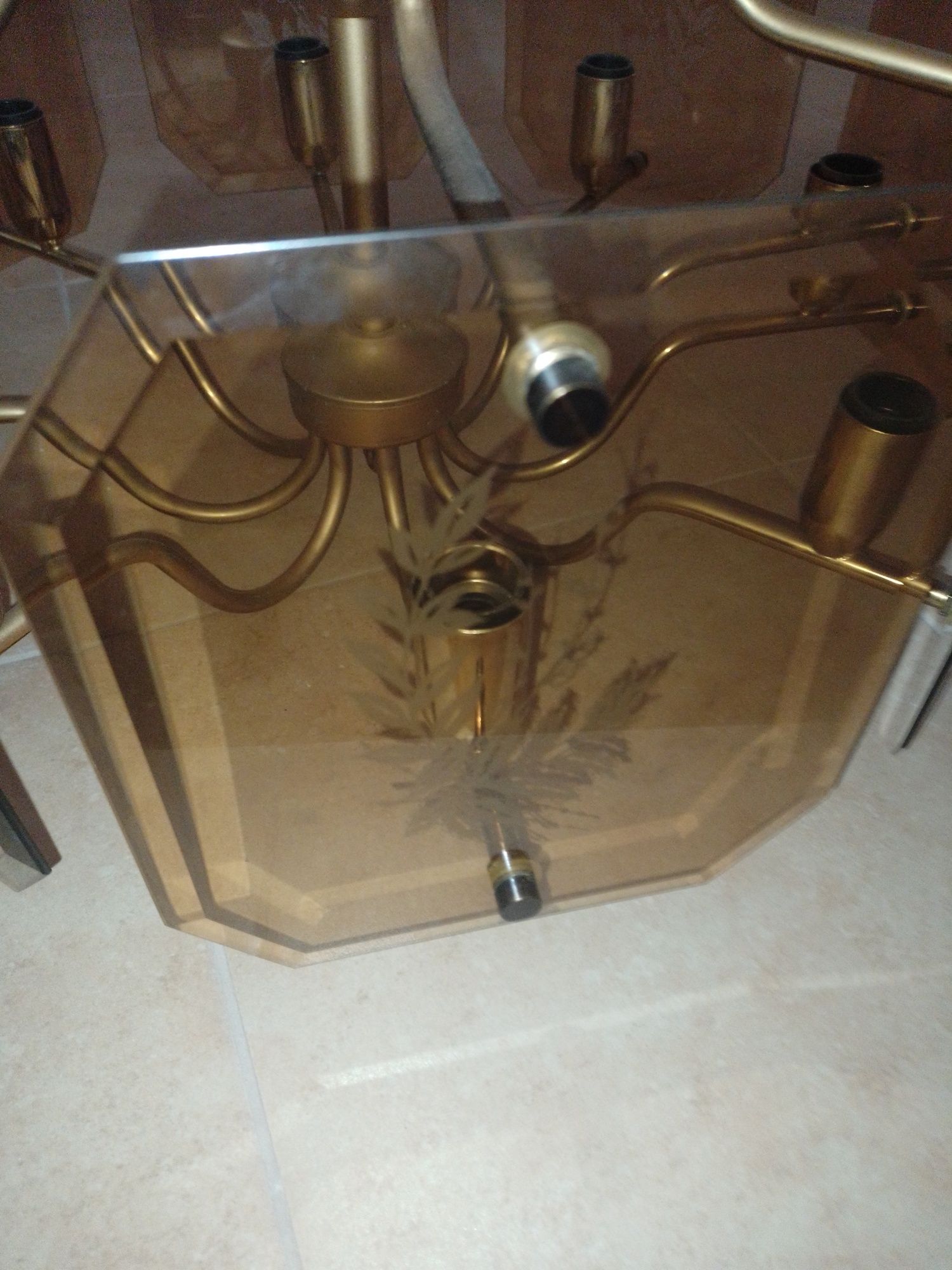 Candeeiro com vidros castanho