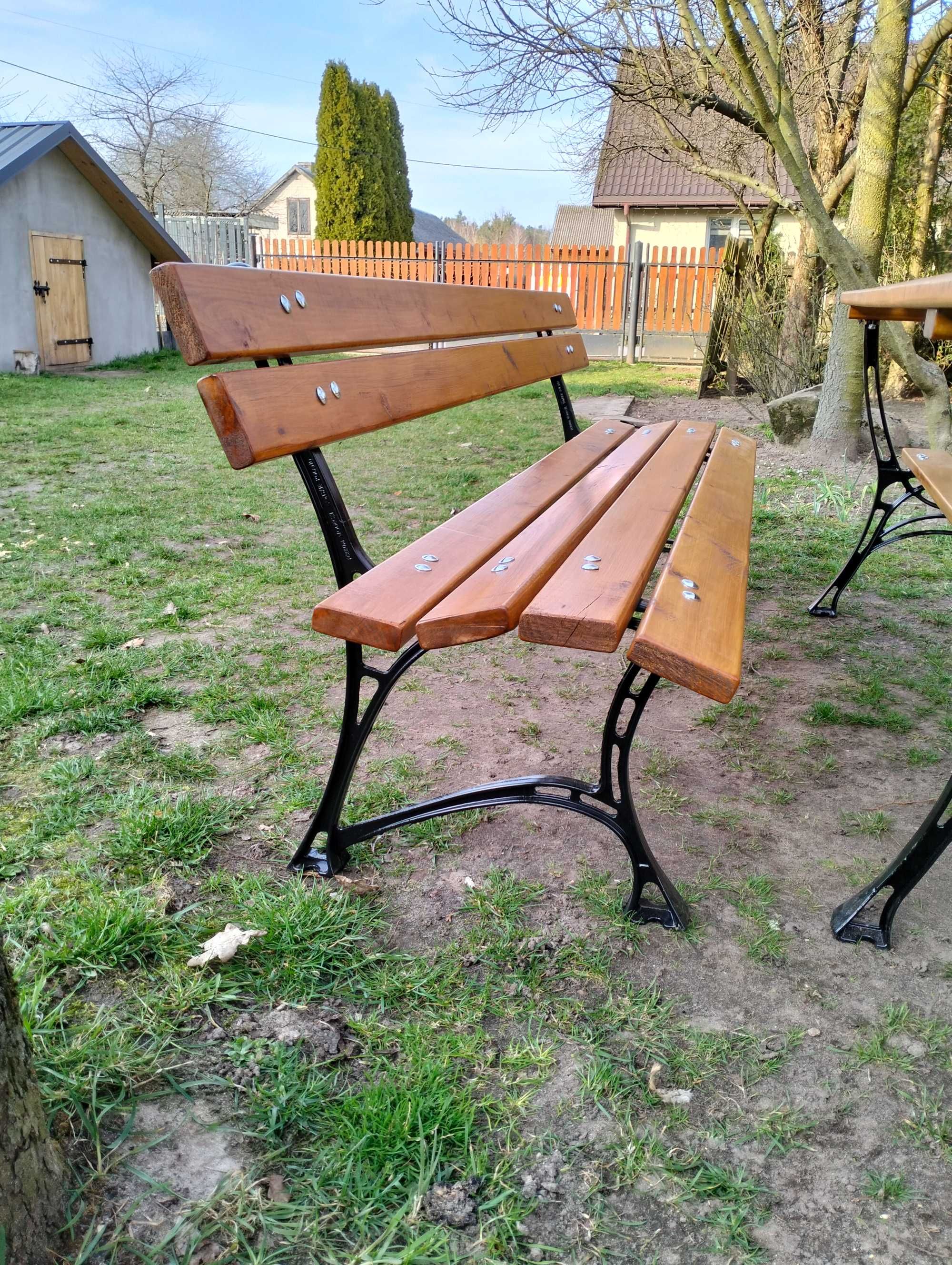 Meble ogrodowe tarasowe dwie ławki+ stół zestaw Królewski aluminiowy